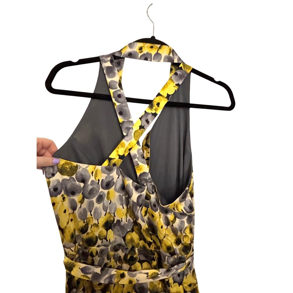Eva Franco Coconinno Dress Womens XL Collared Sleeveless Tie Maxi Yellow Gray - Picture 5 of 8